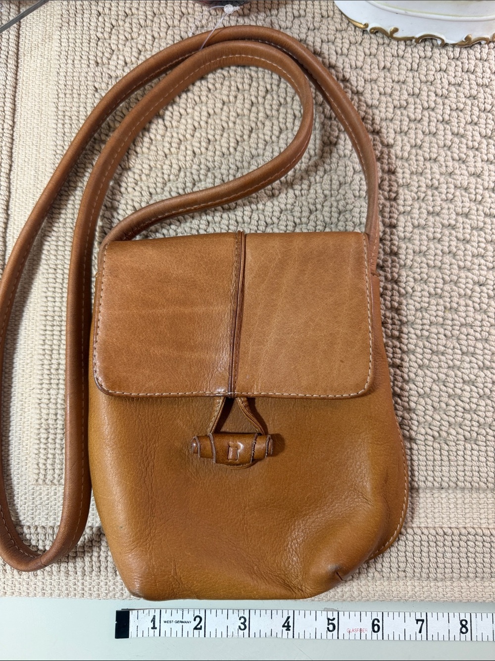 J.Jill Cognac Genuine Leather Mini Crossbody Bag Made in Colombia